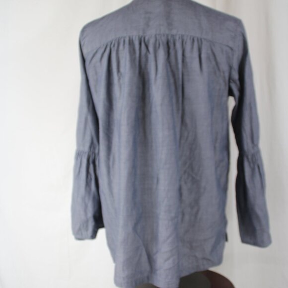 Ann Taylor Loft Chambray Blouse Flare Sleeve Bohemian Peasant Women's S - Picture 6 of 9